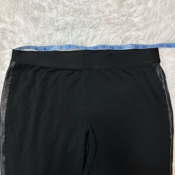 IMNYC Isaac Mizrahi Leggings Pants Size Large Black Leather Panel Crop Ankle Zip - Picture 4 of 7